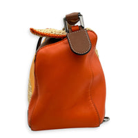 Puzzle Medium Multi-colour Shoulder Bag in Raffia, Silver hardware