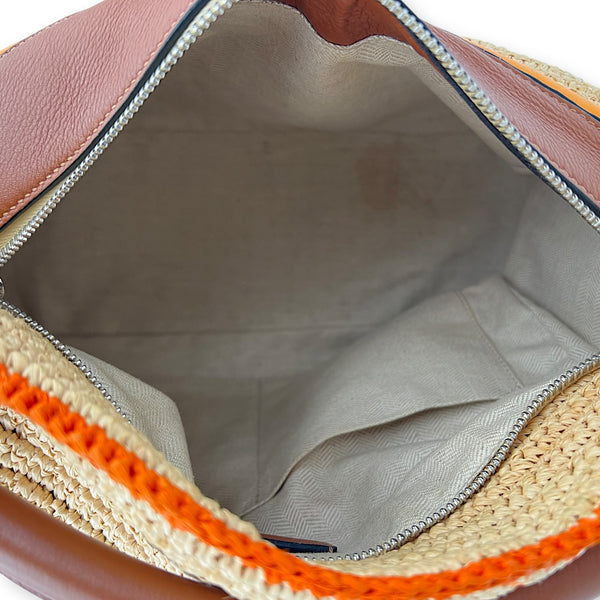 Puzzle Medium Multi-colour Shoulder Bag in Raffia, Silver hardware