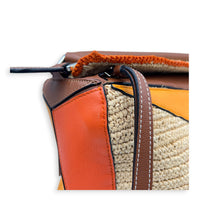 Puzzle Medium Multi-colour Shoulder Bag in Raffia, Silver hardware