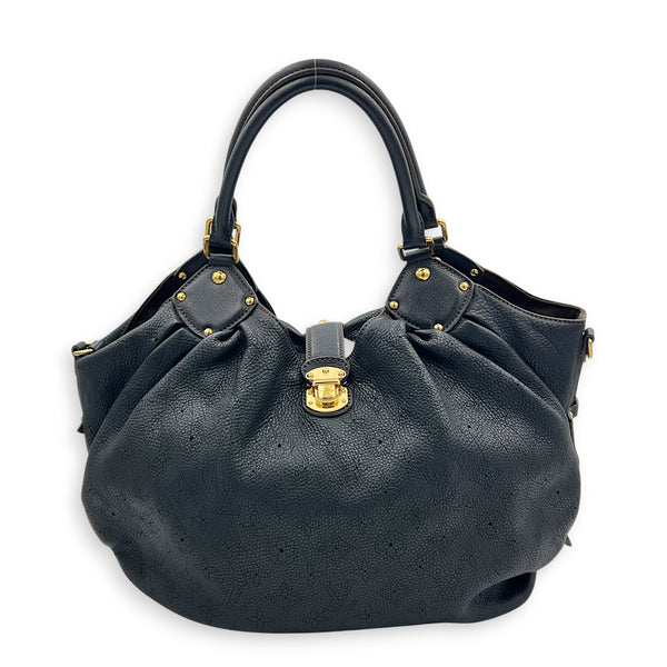 Mahina Shoulder Bag Black in Calfskin, Gold hardware