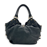 Mahina Shoulder Bag Black in Calfskin, Gold hardware