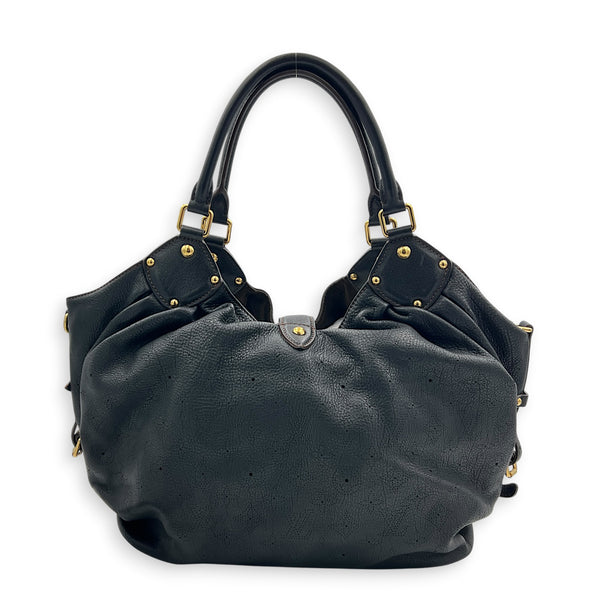 Mahina Shoulder Bag Black in Calfskin, Gold hardware