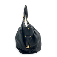 Mahina Shoulder Bag Black in Calfskin, Gold hardware