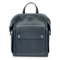 Grained Backpack Backpack Nero in Calfskin, Silver hardware