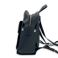Grained Backpack Backpack Nero in Calfskin, Silver hardware