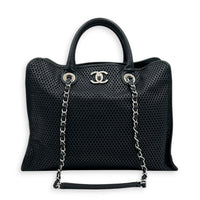 Up In The Air Top Handle Bag Black in Calfskin, Silver hardware