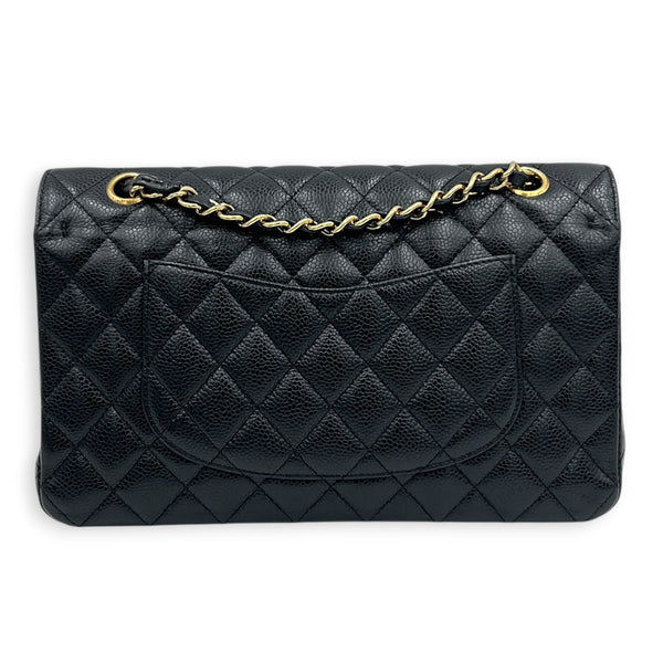 Classic Double Flap Shoulder Bag Medium Black in Caviar Leather, Gold hardware