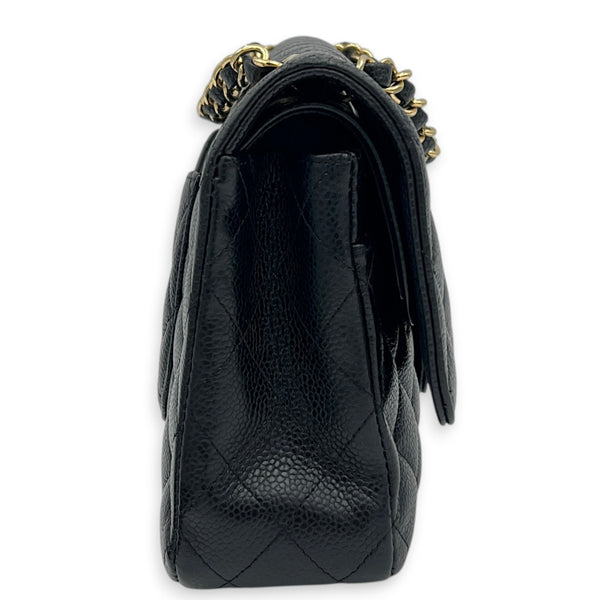 Classic Double Flap Shoulder Bag Medium Black in Caviar Leather, Gold hardware