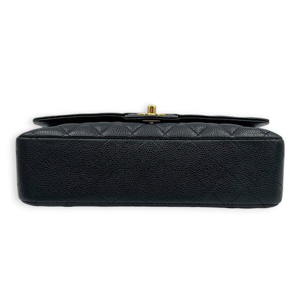Classic Double Flap Shoulder Bag Medium Black in Caviar Leather, Gold hardware