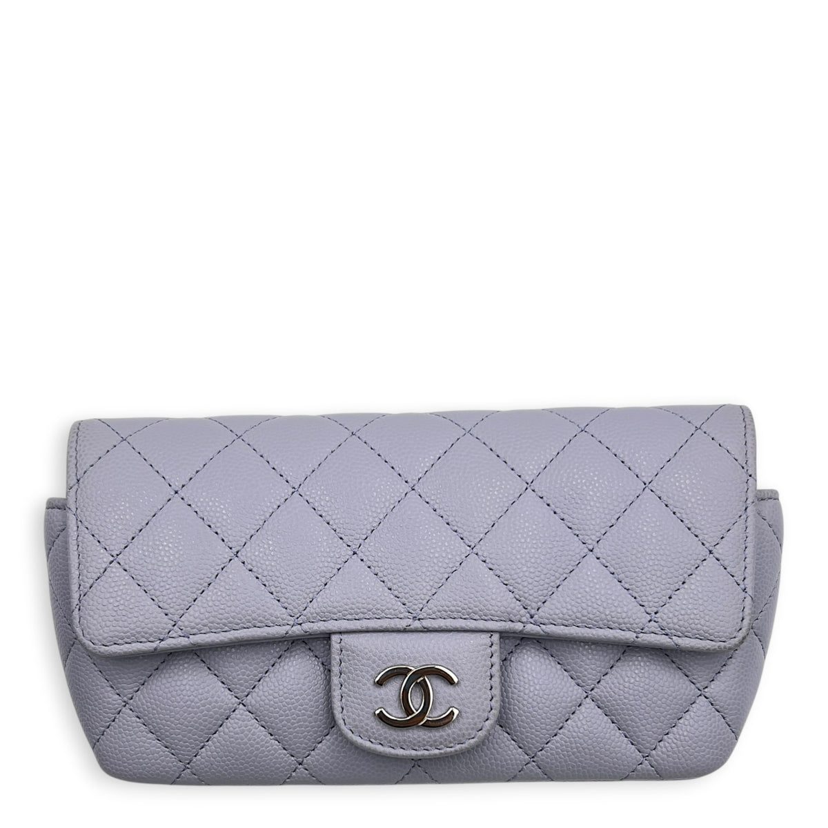 Sunglasses Case Crossbody Bag Purple in Caviar Leather, Light Gold hardware