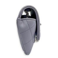 Sunglasses Case Crossbody Bag Purple in Caviar Leather, Light Gold hardware