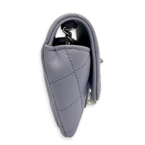 Sunglasses Case Crossbody Bag Purple in Caviar Leather, Light Gold hardware