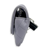 Sunglasses Case Crossbody Bag Purple in Caviar Leather, Light Gold hardware