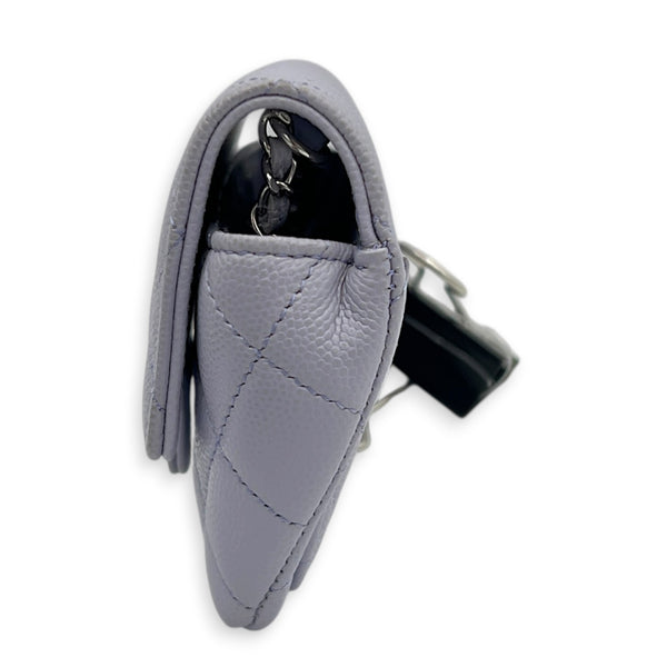 Sunglasses Case Crossbody Bag Purple in Caviar Leather, Light Gold hardware