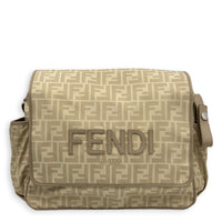 FF Logo Beige Diaper Bag in Nylon, Silver hardware