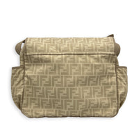 FF Logo Beige Diaper Bag in Nylon, Silver hardware