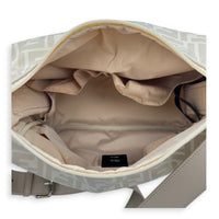 FF Logo Beige Diaper Bag in Nylon, Silver hardware