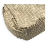 FF Logo Beige Diaper Bag in Nylon, Silver hardware