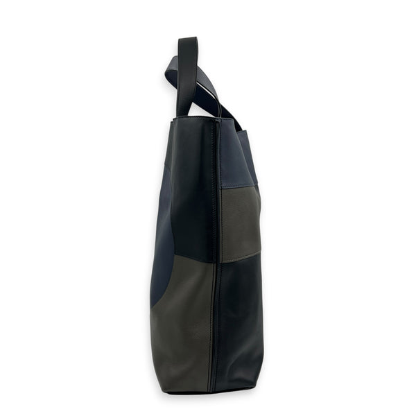Etriviere Jockey Noir/ Bleu Nuit/ Vert Maquis Tote Bag in Evercolor and Evergrain Leather, Palladium hardware