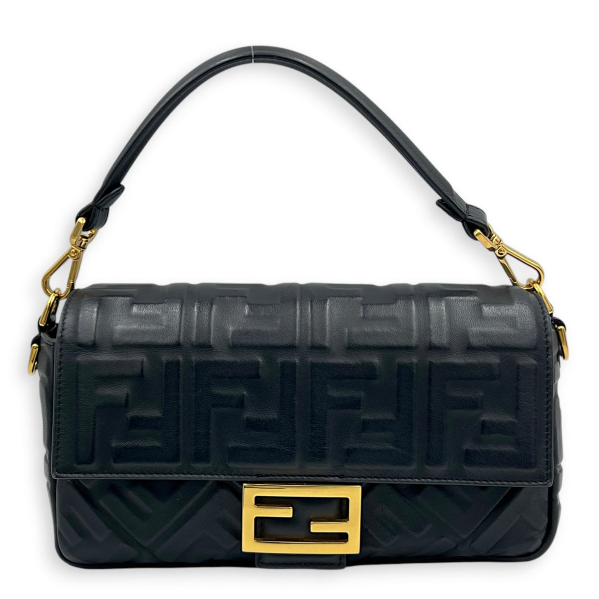 Baguette Shoulder Bag Black in Lambskin, Gold hardware