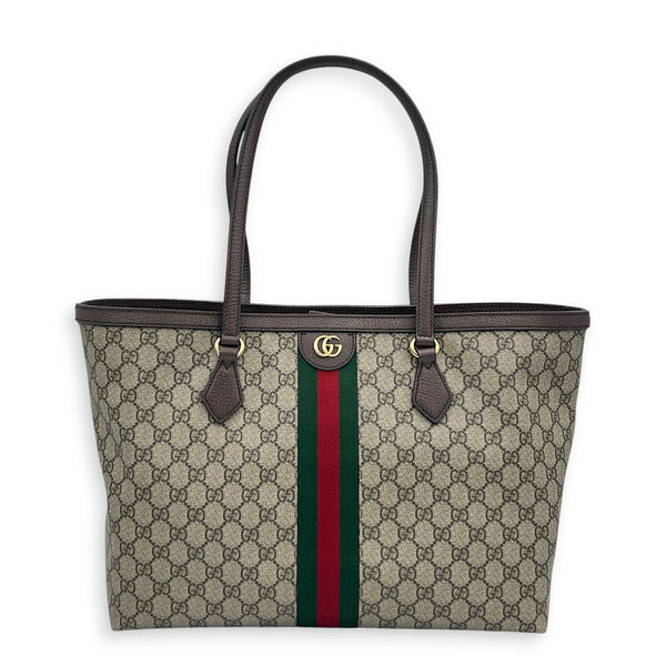 GG Supreme Tote Bag Beige in Coated Canvas, Gold hardware