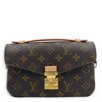 Metis East West Brown Crossbody Bag in Monogram Coated Canvas, Gold hardware