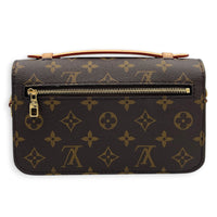 Metis East West Brown Crossbody Bag in Monogram Coated Canvas, Gold hardware