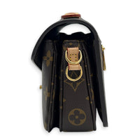 Metis East West Brown Crossbody Bag in Monogram Coated Canvas, Gold hardware