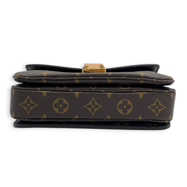 Metis East West Brown Crossbody Bag in Monogram Coated Canvas, Gold hardware