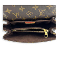 Metis East West Brown Crossbody Bag in Monogram Coated Canvas, Gold hardware