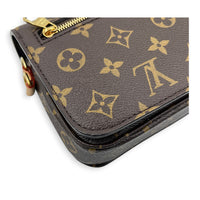 Metis East West Brown Crossbody Bag in Monogram Coated Canvas, Gold hardware
