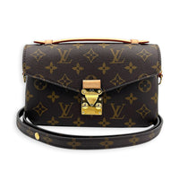 Metis East West Brown Crossbody Bag in Monogram Coated Canvas, Gold hardware