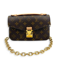 Metis East West Brown Crossbody Bag in Monogram Coated Canvas, Gold hardware