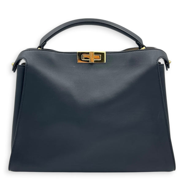 Peekaboo Top Handle Bag Black in Calfskin, Gold hardware
