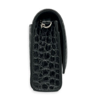Hourglass Wallet On Chain Grey in Crocodile Embossed Calfskin, Ruthenium hardware