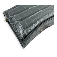 Hourglass Wallet On Chain Grey in Crocodile Embossed Calfskin, Ruthenium hardware
