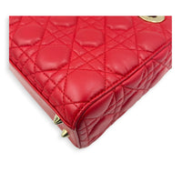 Lady Dior Top Handle Bag Small Red in Lambskin, Gold hardware