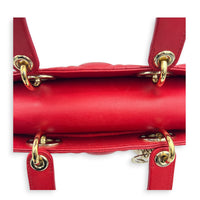 Lady Dior Top Handle Bag Small Red in Lambskin, Gold hardware