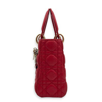 Lady Dior Top Handle Bag Small Red in Lambskin, Gold hardware