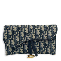 Saddle Wallet On Chain Blue in Jacquard, Antique Brass hardware