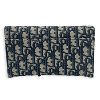 Saddle Wallet On Chain Blue in Jacquard, Antique Brass hardware