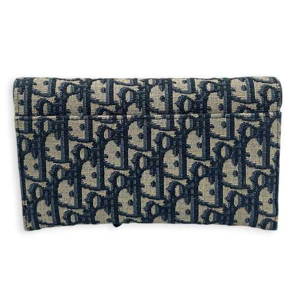 Saddle Wallet On Chain Blue in Jacquard, Antique Brass hardware