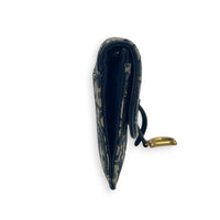 Saddle Wallet On Chain Blue in Jacquard, Antique Brass hardware