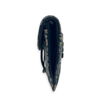 Saddle Wallet On Chain Blue in Jacquard, Antique Brass hardware