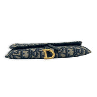 Saddle Wallet On Chain Blue in Jacquard, Antique Brass hardware