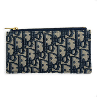 Saddle Wallet On Chain Blue in Jacquard, Antique Brass hardware