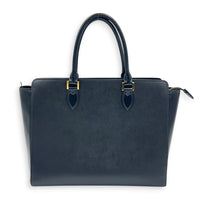 Logo Black Top Handle Bag in Saffiano Leather, Gold hardware