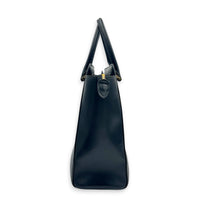 Logo Black Top Handle Bag in Saffiano Leather, Gold hardware