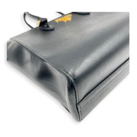 Logo Black Top Handle Bag in Saffiano Leather, Gold hardware