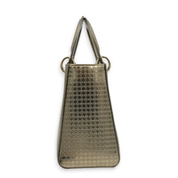Lady Dior Medium Gold Micro Cannage Top Handle Bag in Patent Leather, Light Gold hardware